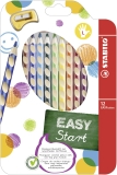 Ergonomischer Buntstift für Linkshänder - EASYcolors - 12er Pack mit Spitzer - mit 12 verschiedenen Farben