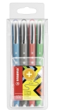 Tintenroller - worker+ colorful - medium - 4er Pack - grün, rot, blau, schwarz (sortiert)
