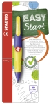 Ergonomischer Druck-Bleistift für Rechtshänder - EASYergo 1.4 in violett/neongelb - Einzelstift - inklusive 3 dünner Minen - Härtegrad HB