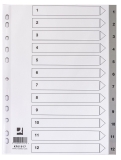 Zahlenregister - 1 - 12, PP, A4, 12 Blatt + Indexblatt, grau
