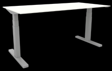 Schreibtisch elektrisch höhenverstellbar, 160x80cm, weiß/silber