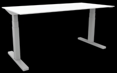 Schreibtisch elektrisch höhenverstellbar, 160x80cm, grau/silber