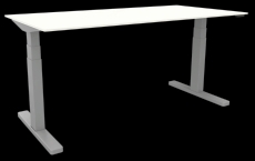 Schreibtisch elektrisch höhenverstellbar, 180x80cm, weiß/silber