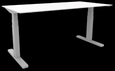 Schreibtisch elektrisch höhenverstellbar, 180x80cm, grau/silber