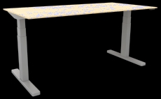 Schreibtisch elektrisch höhenverstellbar, 180x80cm, ahorn/silber
