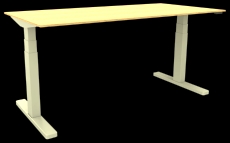Schreibtisch elektrisch höhenverstellbar, 180x80cm, eiche/silber