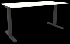 Schreibtisch elektrisch höhenverstellbar, 180x80cm, weiß/schwarz