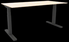 Schreibtisch elektrisch höhenverstellbar, 180x80cm, eiche/schwarz