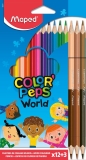Farbstiftetui ColorPeps World - 12 Farben + 3 doppelseite Stifte
