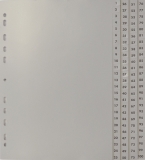 Zahlenregister - 1 - 100, PP, A4, 100 Blatt, 4 Abläufe, grau