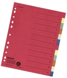 Zahlenregister - 1-12, Karton farbig, A4, 6 Farben, gelocht mit Orgadruck