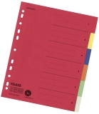 Zahlenregister - 1-6, Karton farbig, A4, 6 Farben, gelocht mit Orgadruck