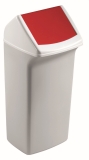 Abfallbehälter DURABIN 40L + Schwingklappe - weiß/rot