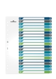 Ordnerregister - 1 - 20, PP, A4+, 20 Blatt + Indexblatt, weiß/farbig